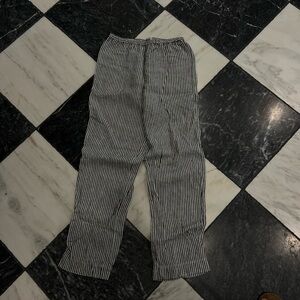 Reformation 100% Linen Striped Pull On Pants Black White Size S